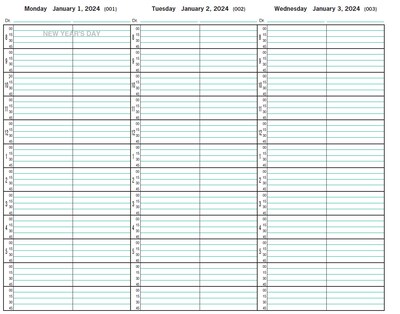 2024 Medical Arts Press® 8 1/2 x 11 2 Column Weekly Appointment Log, Green (3109424)