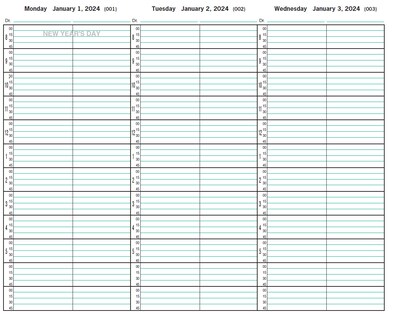 2024 Medical Arts Press® 8 1/2" x 11" 2 Column Weekly Appointment Log, Green (3109424)