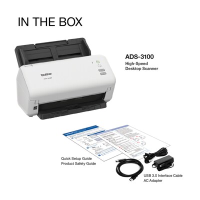 Brother ADS3100 Duplex Document Scanner, Black/White