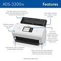 Brother ADS3300W Wireless Duplex Document Scanner, White/Black