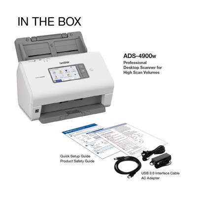 Brother ADS-4900W Duplex Document Scanner, White/Black