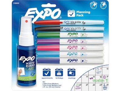 Expo Planning Pack Assorted Markers, Assorted Tips, Assorted Colors, 7/Pack (2108420)
