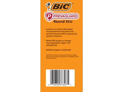 BIC PrevaGuard Round Stic Ballpoint Pen, Medium Point, Blue Ink, 60/Pack (GSAM60-BLU)