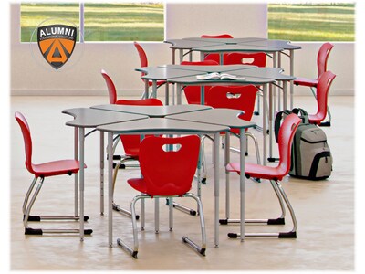 Alumni Boomerang 36W Collaborative Student Desk, Metallic/Gray Spectrum (T-BOOM282836-MT-GS-NO-HP-A
