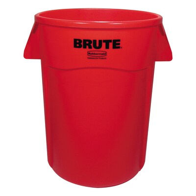 Rubbermaid® Commercial Brute Vented Trash Receptacle, Round, 44 gal, Red (FG264360RED)