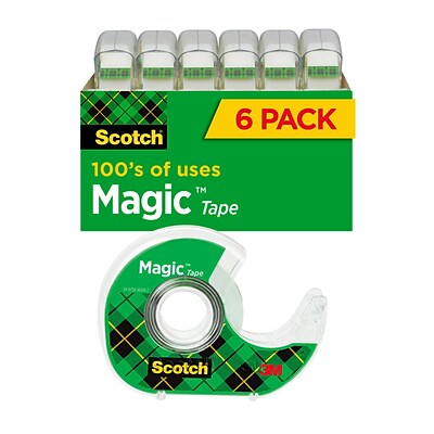 Scotch® Magic™ Tape with Refillable Dispenser, Invisible, Write On, Matte Finish, 3/4 x 18.05 yds., 1 Core, 6 Rolls (6122MP)