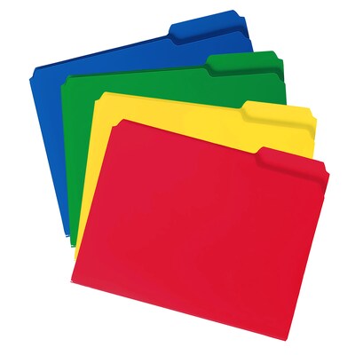 Smead Poly File Folder, 1/3-Cut- Tab Letter Size, Assorted Colors, 24/Box (10500)