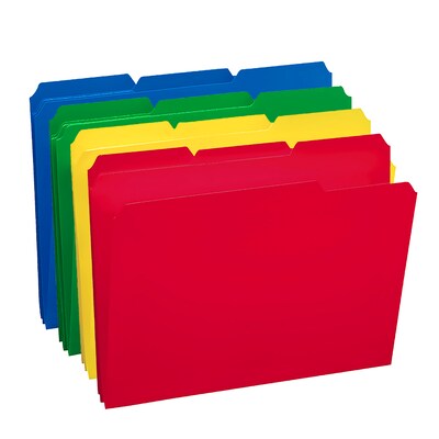 Smead Poly File Folder, 1/3-Cut- Tab Letter Size, Assorted Colors, 24/Box (10500)