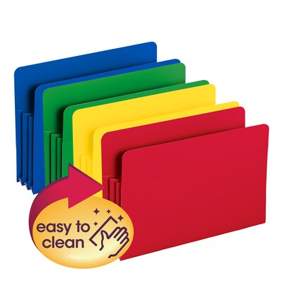 Smead Heavy Duty Poly File Pockets, 3.5 Expansion, Legal Size, Assorted, 4/Box (73550)