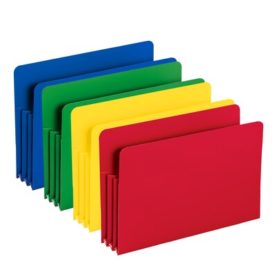 Smead Heavy Duty Poly File Pockets, 3.5" Expansion, Legal Size, Assorted, 4/Box (73550)