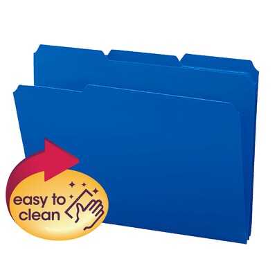 Smead Poly File Folder, 1/3-Cut- Tab Letter Size, Blue, 24/Box (10503)