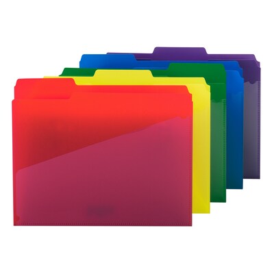 Smead Poly File Folder with Slash Pocket, 1/3-Cut Tab, Letter Size, Assorted Colors, 30/Box (10540)