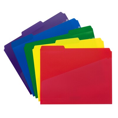 Smead Poly File Folder with Slash Pocket, 1/3-Cut Tab, Letter Size, Assorted Colors, 30/Box (10540)