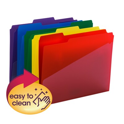 Smead Poly File Folder with Slash Pocket, 1/3-Cut Tab, Letter Size, Assorted Colors, 30/Box (10540)