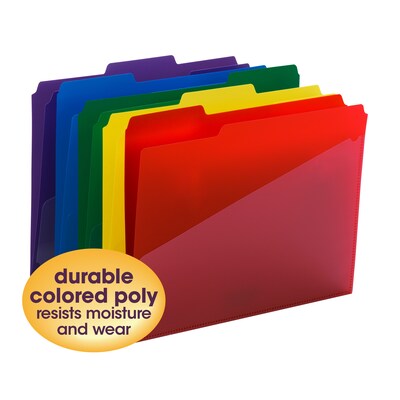 Smead Poly File Folder with Slash Pocket, 1/3-Cut Tab, Letter Size, Assorted Colors, 30/Box (10540)