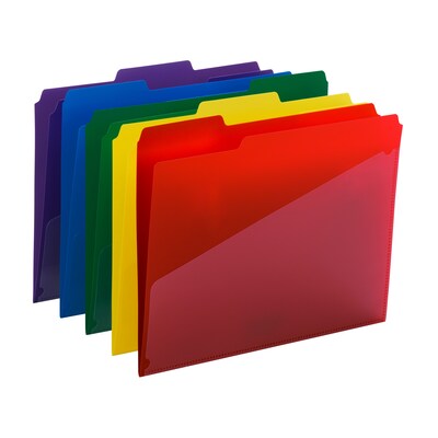 Smead Poly File Folder with Slash Pocket, 1/3-Cut Tab, Letter Size, Assorted Colors, 30/Box (10540)