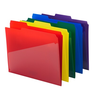 Smead Poly File Folder with Slash Pocket, 1/3-Cut Tab, Letter Size, Assorted Colors, 30/Box (10540)