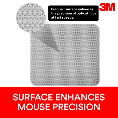 3M™ Precise™ Foam Non-Skid Mouse Pad, White Bitmap (MP114-BSD1)