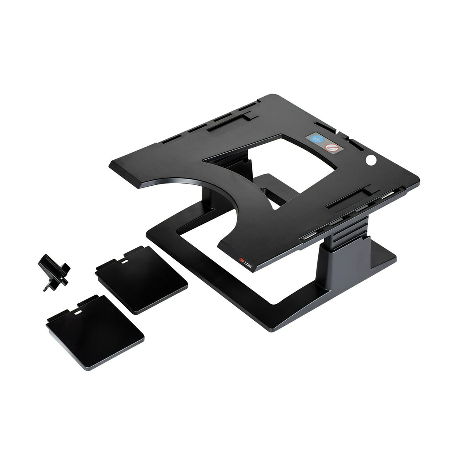 3M Adjustable Laptop Stand, Black, 2 in. of Height Adjustment, Compatible with Docking Stations (LX500)