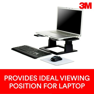 3M Adjustable Laptop Stand, Black, 2 in. of Height Adjustment, Compatible with Docking Stations (LX500)