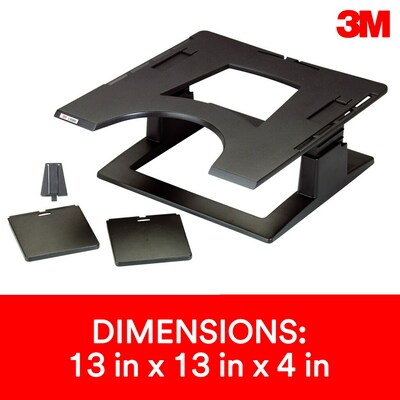 3M Adjustable Laptop Stand, Black, 2 in. of Height Adjustment, Compatible with Docking Stations (LX500)