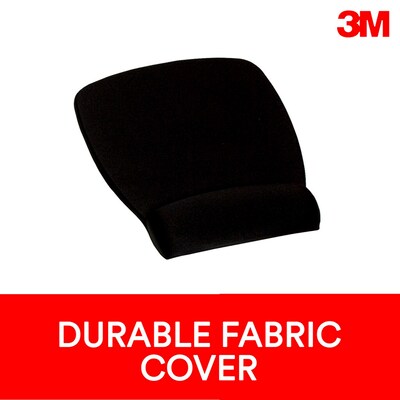 3M Mouse Pad with Foam Wrist Rest, Black, Durable Fabric Cover, Anti-microbial Product Protection (MW209MB)