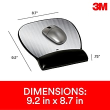 3M™ Precise Vertex Mouse Pad with Gel Wrist Rest, Non-Skid Base, Black/Silver (MW310LE)