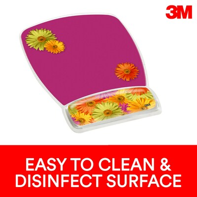 3M™ Precise™ Mouse Pad with Gel Wrist, Daisy Design, Optical Mouse Performancer, Non-skid Backing (MW308DS)