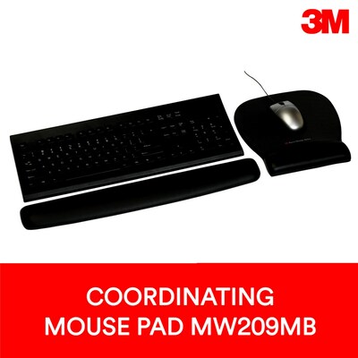 3M™ Foam Wrist Rest for Keyboards, Black, Durable Fabric Cover, Anti-microbial Product Protection (WR209MB)