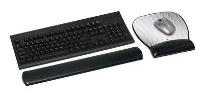 3M™ Precise Vertex Mouse Pad with Gel Wrist Rest, Non-Skid Base, Black/Silver (MW310LE)