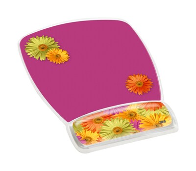 3M™ Precise™ Mouse Pad with Gel Wrist, Daisy Design, Optical Mouse Performancer, Non-skid Backing (MW308DS)