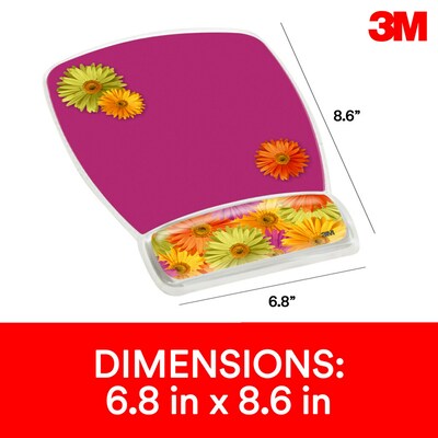 3M™ Precise™ Mouse Pad with Gel Wrist, Daisy Design, Optical Mouse Performancer, Non-skid Backing (M
