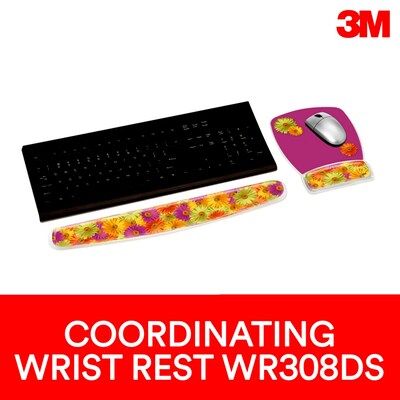 3M™ Precise™ Mouse Pad with Gel Wrist, Daisy Design, Optical Mouse Performancer, Non-skid Backing (MW308DS)