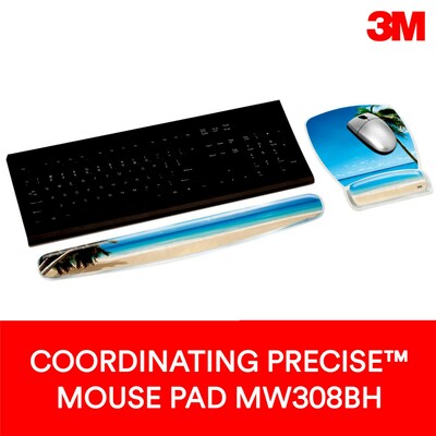 3M™ Wrist Rest for Keyboards, Beach Design, Easy to Clean Cover, Non-skid Backing (WR308BH)
