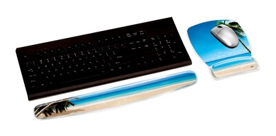 3M™ Wrist Rest for Keyboards, Beach Design, Easy to Clean Cover, Non-skid Backing (WR308BH)