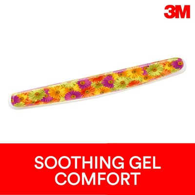 3M™ Gel Wrist Rest for Keyboards, Daisy Design, Easy to Clean Cover, Non-skid Backing (WR308DS)