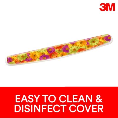 3M™ Gel Wrist Rest for Keyboards, Daisy Design, Easy to Clean Cover, Non-skid Backing (WR308DS)