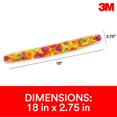 3M™ Gel Wrist Rest for Keyboards, Daisy Design, Easy to Clean Cover, Non-skid Backing (WR308DS)