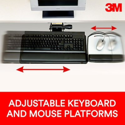 3M™ Sit/Stand Easy Adjust Keyboard Tray with Adjustable Keyboard and Mouse Platform, 23" Track (AKT180LE)