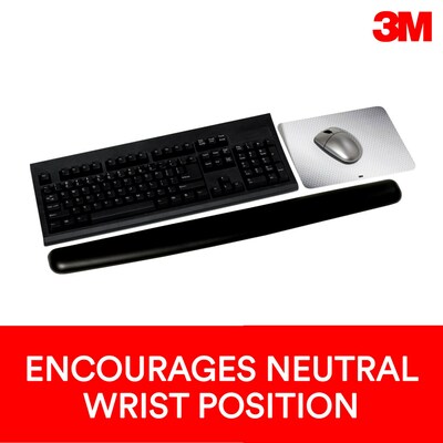 3M™ Gel Wrist Rest for Keyboard and Mouse, Black, Easy Clean Cover, Anti-microbial Product Protectio