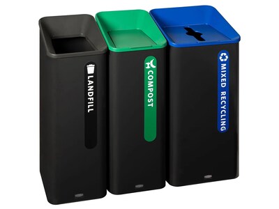 Rubbermaid Sustain Landfill Recycling Station, 15 Gallon, Black (2078967)