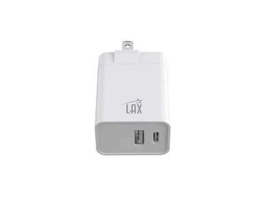 LAX Gadgets USB Wall Charger for Most Smartphones, White (PD20WQCWH)