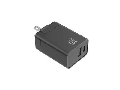 LAX Gadgets USB-A/USB-C Wall Charger, 20W, Black (PD20WQCBK)