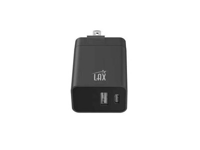 LAX Gadgets USB Wall Charger for Most Smartphones, Black (PD20WQCBK)