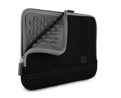 SumacLife Microsuede Laptop Carrying Sleeve Fits up to 13 Laptops (Black with Gray Edge)