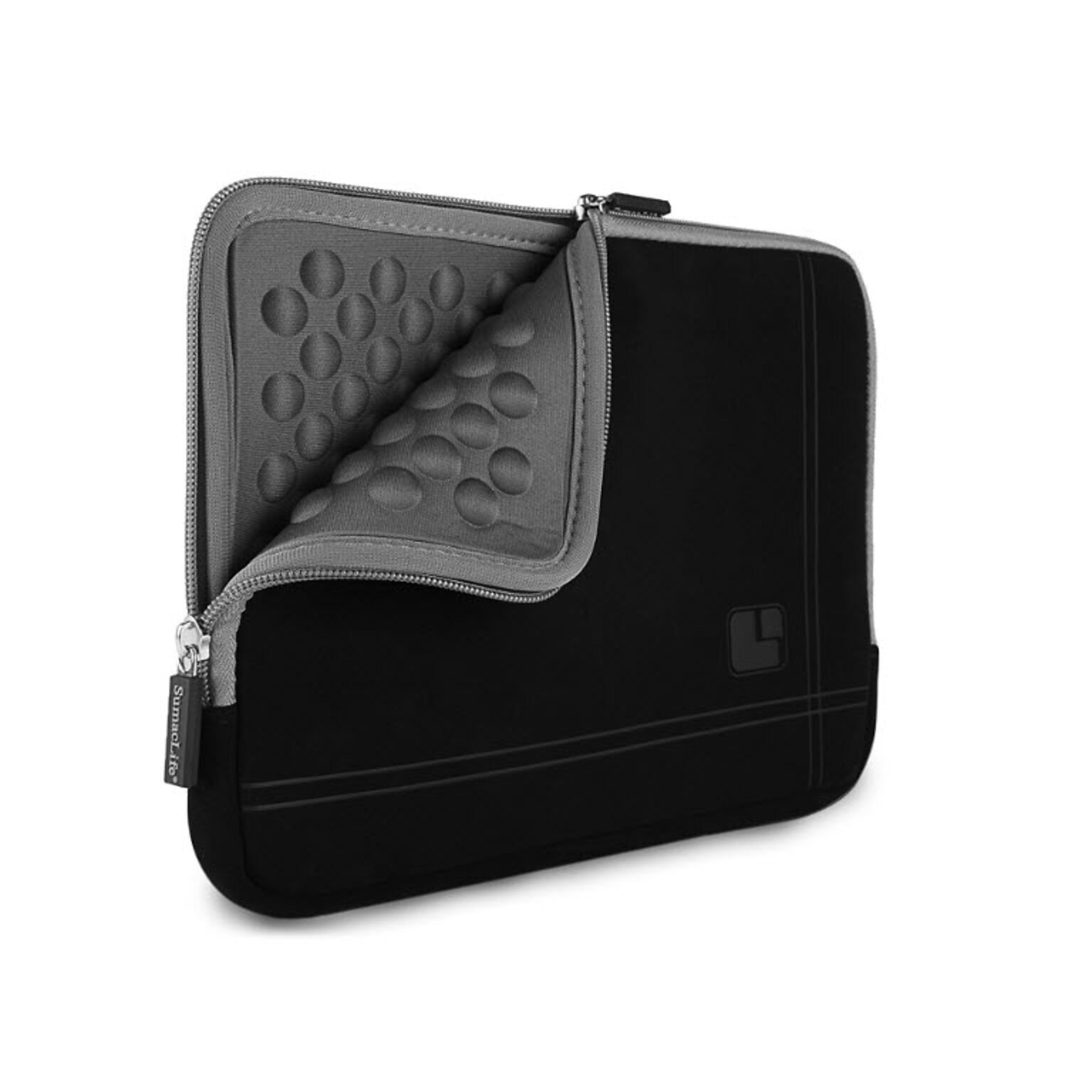 SumacLife Microsuede Laptop Carrying Sleeve Fits up to 13 Laptops (Black with Gray Edge)