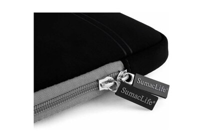 SumacLife Microsuede Laptop Carrying Sleeve Fits up to 13" Laptops (Black with Gray Edge)