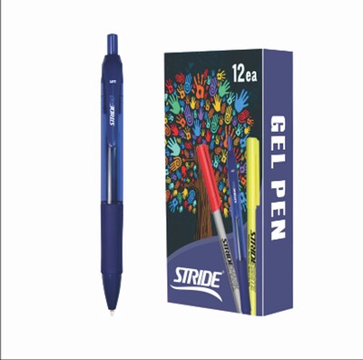 StrideRio Retractable Gel Pen, Medium Point, Blue Ink, Dozen (52002)