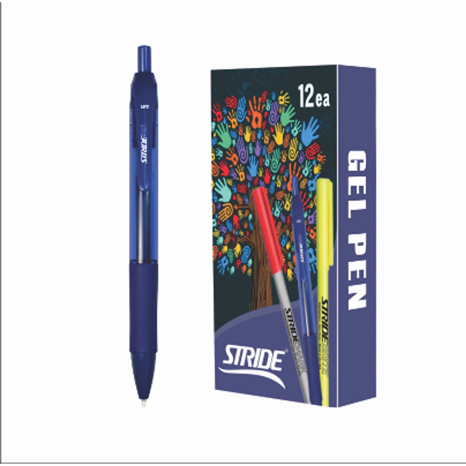 StrideRio Retractable Gel Pen, Medium Point, Blue Ink, Dozen (52002)