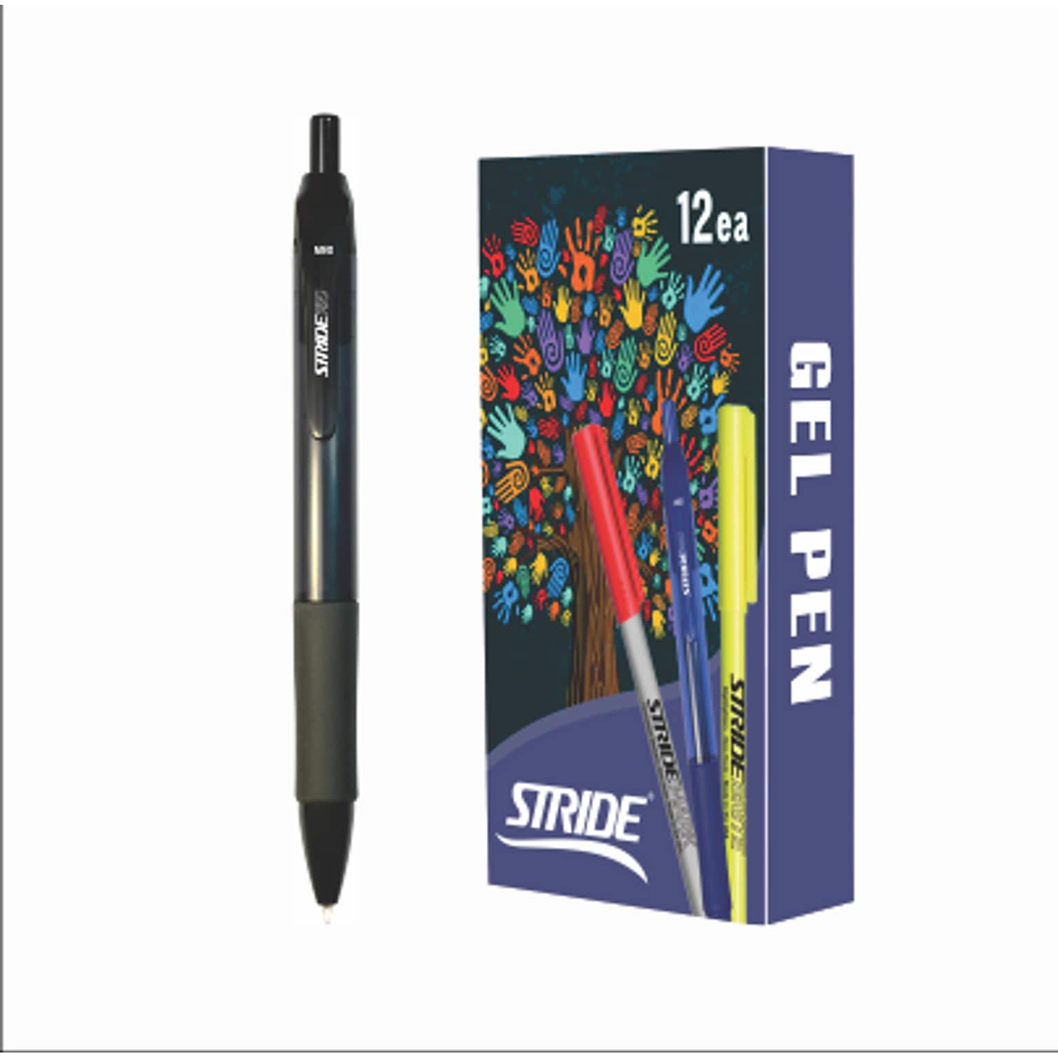 StrideRio Retractable Gel Pen, Medium Point, Black Ink, Dozen (52001)